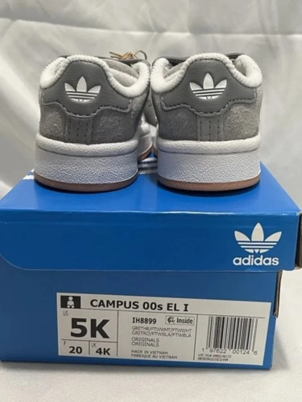 Adidas Originals Campus 00s EL Toddler Shoes Gray White Suede Gum Sole Size 5K